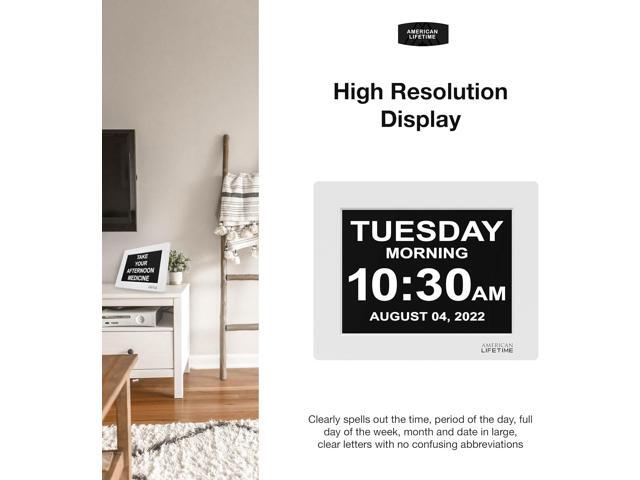 American Lifetime Upgraded Version, Day Clock Extra Large Impaired Vision Digital Clock with Backup and 5 Alarm Options, White