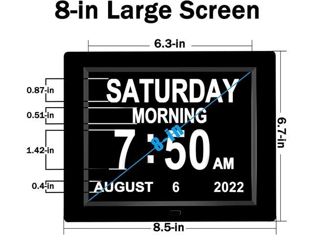 Medication Reminder Day Date Time of The Week Clock Digital Calendar Dementia for Seniors Elderly Impaired Vision Memory Loss Clock