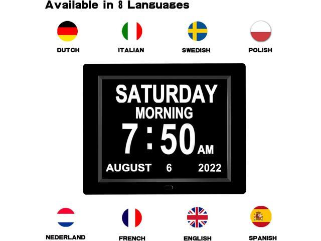 Medication Reminder Day Date Time of The Week Clock Digital Calendar Dementia for Seniors Elderly Impaired Vision Memory Loss Clock