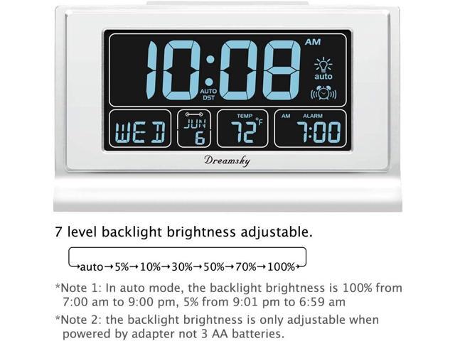 DreamSky Alarm Clocks for Bedrooms with Battery Backup, Auto Set Digital Clock with Date and Day of Week, 5 Inch Large Display with Weekday...