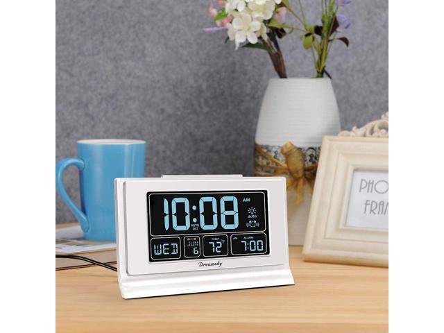 DreamSky Alarm Clocks for Bedrooms with Battery Backup, Auto Set Digital Clock with Date and Day of Week, 5 Inch Large Display with Weekday...