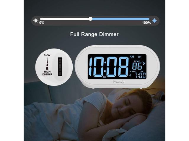 DreamSky Alarm Clocks for Bedrooms, Auto Set Digital Desk Clock for Bedside Nightstand, Electric Clock with Dimmable Brightness Dimmer, Auto DST,...