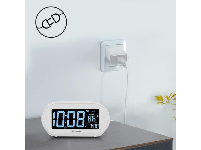 DreamSky Alarm Clocks for Bedrooms, Auto Set Digital Desk Clock for Bedside Nightstand, Electric Clock with Dimmable Brightness Dimmer, Auto DST,...