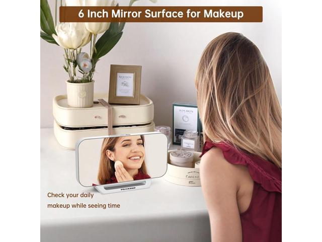 Peakeep Slim Digital Mirror Aesthetic Alarm Clock for Bedrooms Desk Decor, Plug in Electric Big LED Modern Small Clock for Office Living Room,...