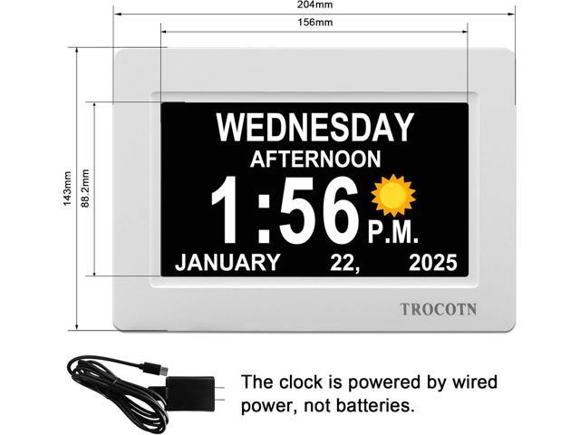 TROCOTN Dementia Clocks, Large Display Calendar Alarm Clock with Auto DST for Seniors, 5 Display Modes Large Font Digital Clock with Custom Alarms...