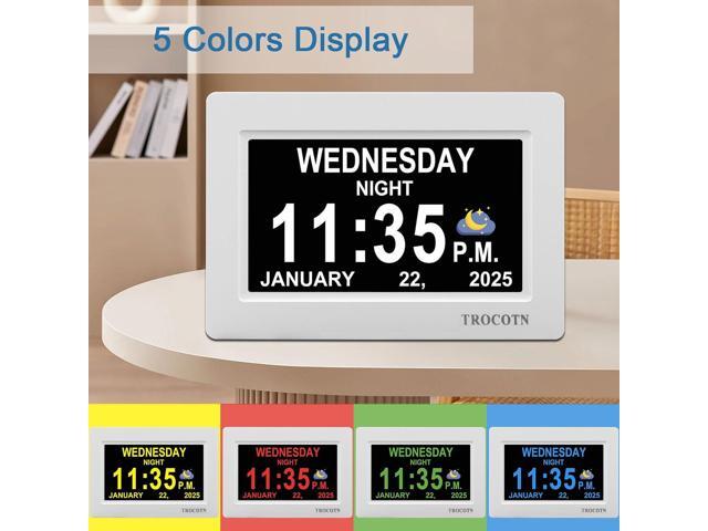 TROCOTN Dementia Clocks, Large Display Calendar Alarm Clock with Auto DST for Seniors, 5 Display Modes Large Font Digital Clock with Custom Alarms...