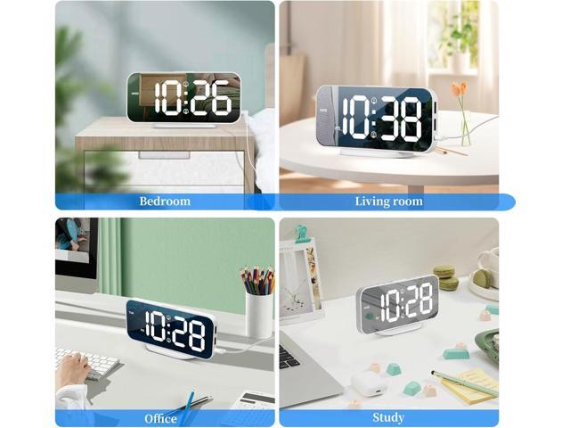 Digital Alarm Clock for Bedroom,6.7' LED Clock Mirror Surface with 2 USB Charger Port,Adjustable Brightness,Dual Alarm,Snooze,12/24H,Large Display...