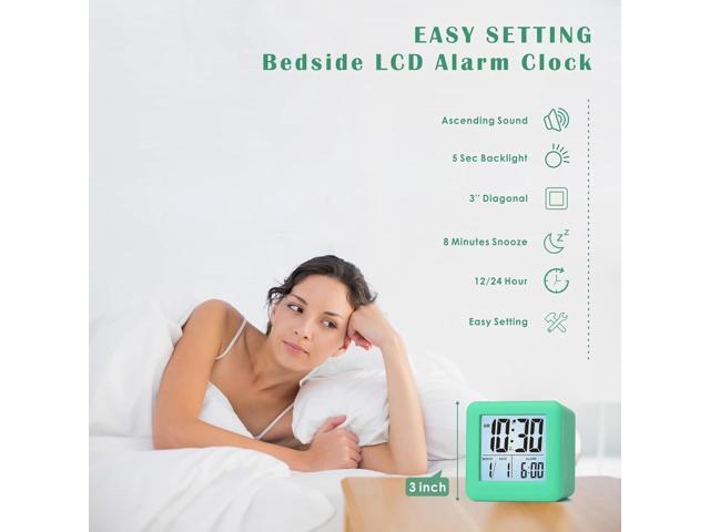 Plumeet Digital Alarm Clock Kids Clock with Snooze and White Nightlight - Easy Setting Travel Alarm Clocks Display Time, Date, Alarm - Ascending...