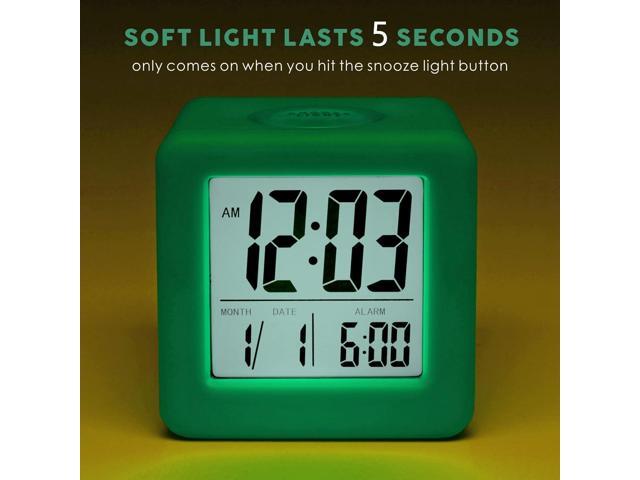 Plumeet Digital Alarm Clock Kids Clock with Snooze and White Nightlight - Easy Setting Travel Alarm Clocks Display Time, Date, Alarm - Ascending...