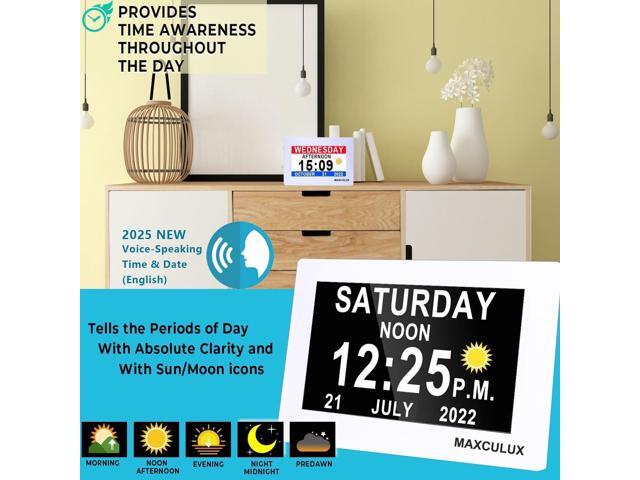 Upgraded19 Alarms Digital Talking Clock with Day and Date, Custom Reminders, 1280*800p HD Dsiplay, 10-Levels Dimmer, Auto DST, Sleep Trainer for...