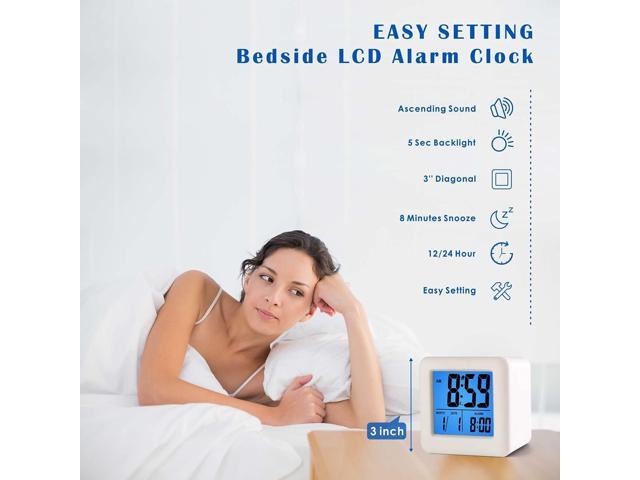 Plumeet Easy to Set Digital Travel Alarm Clock, Snooze Function, Soft Night Light, Large Screen time and Month and Date Display and Alarm,...