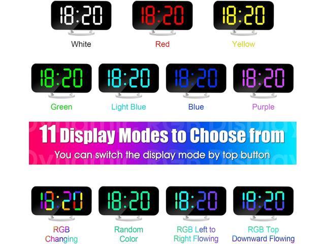 WulaWindy RGB Alarm Clock - Digital LED Clocks Mirror Surface with Dual USB Ports for Makeup Best Modern Decorations Aesthetic Home Bedroom Living...