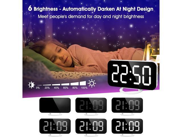 WulaWindy RGB Alarm Clock - Digital LED Clocks Mirror Surface with Dual USB Ports for Makeup Best Modern Decorations Aesthetic Home Bedroom Living...