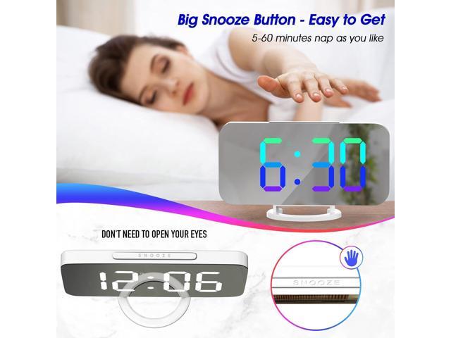 WulaWindy RGB Alarm Clock - Digital LED Clocks Mirror Surface with Dual USB Ports for Makeup Best Modern Decorations Aesthetic Home Bedroom Living...