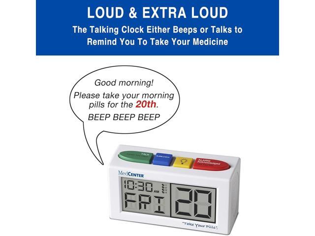 Talking Alarm Clock, Medication Pill Reminder Clock, Talking Alarm Clock for Dementia, Hearing, Visually impaired Seniors-Digital Clock Ex Large...
