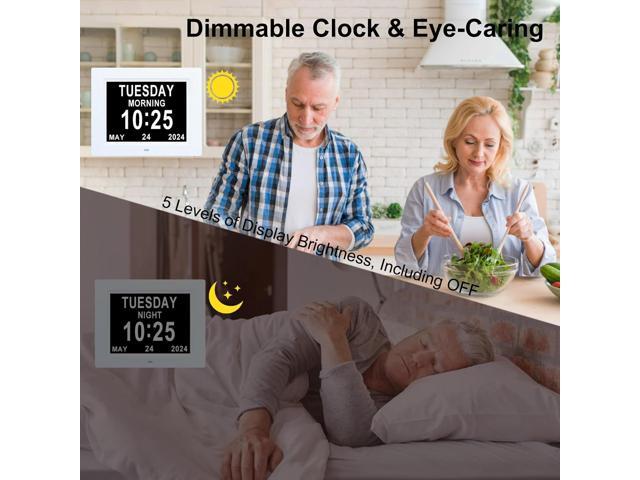 TMC 8 Inch Digital Dementia Clock for Seniors, Large Calendar with Day Date & Week Display, 5 Alarms + 3 Medicine Reminders, Plays SD Card Video,...