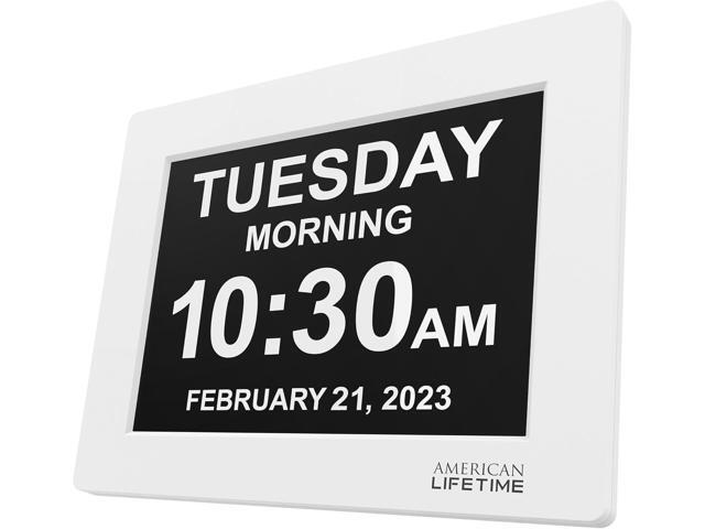American Lifetime Upgraded Version, Day Clock Extra Large Impaired Vision Digital Clock with Backup and 5 Alarm Options, White