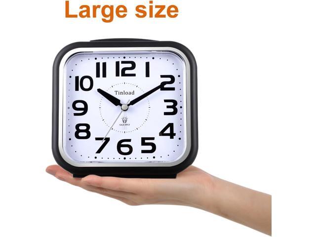 5.5' Large Analog Alarm Clock Silent Non Ticking, Gentle Wake, Beep Sounds, Increasing Volume, Battery Operated Snooze and Manual Light, Easy Set,...