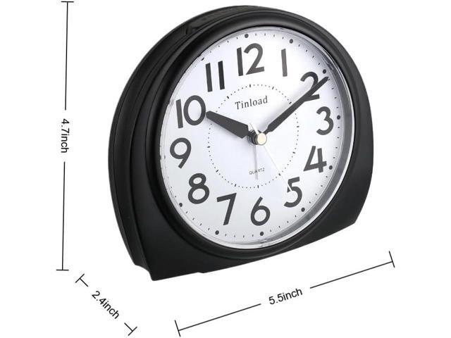 5.5' Large Analog Alarm Clock Silent Non Ticking, Gentle Wake, Beep Sounds, Increasing Volume, Battery Operated Snooze and Manual Light, Easy Set,...