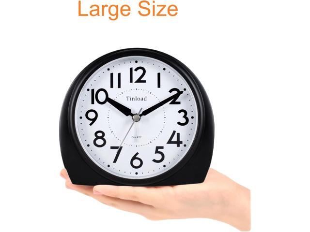 5.5' Large Analog Alarm Clock Silent Non Ticking, Gentle Wake, Beep Sounds, Increasing Volume, Battery Operated Snooze and Manual Light, Easy Set,...