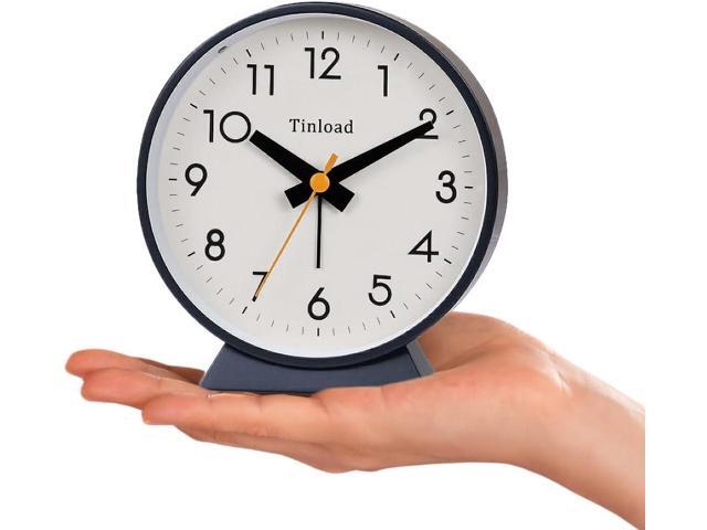 4.5' Battery Operated Antique Retro Analog Alarm Clock, Small Silent Bedside Desk Clock,Lighted on Demand, Battery Operated, Snooze, for Living...