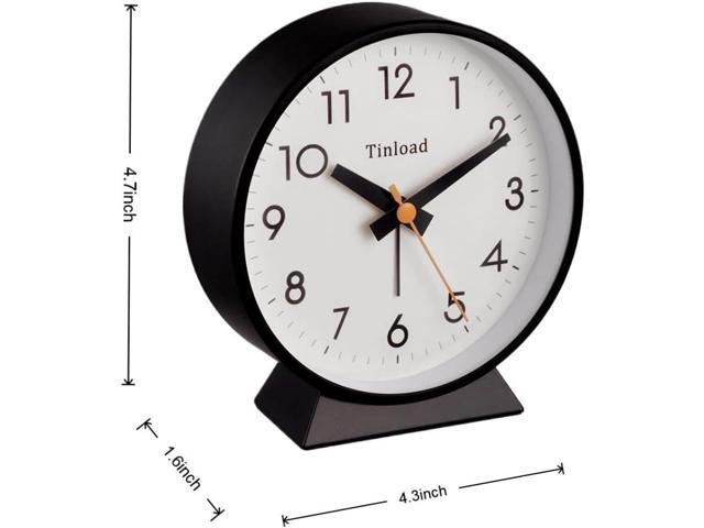 4.5' Battery Operated Antique Retro Analog Alarm Clock, Small Silent Bedside Desk Clock,Lighted on Demand, Battery Operated, Snooze, for Living...