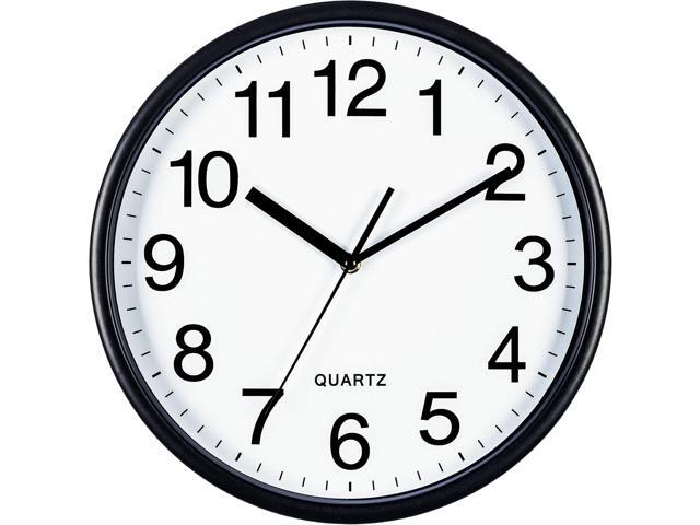 Bernhard Products Black Wall Clock, Large 13-Inch Silent Non Ticking Quartz Battery Operated Round Easy to Read Classroom/Home/School/Office Clock