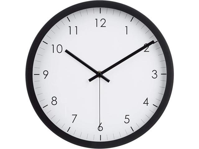 Basics Classic 12', Easy to Read, Silent Non Ticking, Battery Operated, Round Wall Clock, Black