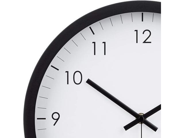 Basics Classic 12', Easy to Read, Silent Non Ticking, Battery Operated, Round Wall Clock, Black