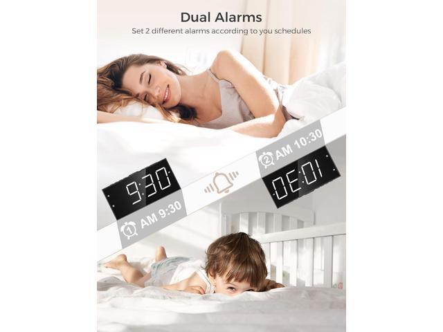 Alarm Clock for Bedroom, 2 Alarms Loud LED Big Display Plug in Simple Basic Digital Clock with USB Charging Port, Adjustable Volume, Dimmable,...