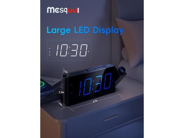 Digital Projection Alarm Clocks for Bedrooms - Large LED Display, 180° Rotatable Projector, 5-Level Dimmer,USB Charger,Battery Backup,Loud Dual...