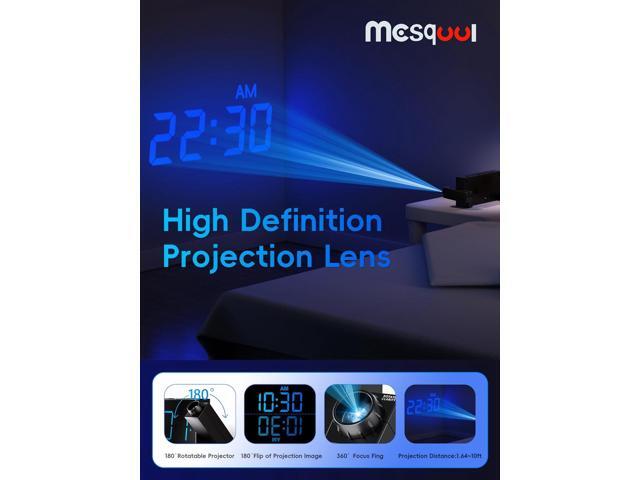 Digital Projection Alarm Clocks for Bedrooms - Large LED Display, 180° Rotatable Projector, 5-Level Dimmer,USB Charger,Battery Backup,Loud Dual...