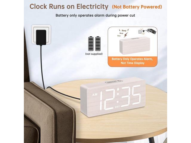 DreamSky Wooden Digital Alarm Clock for Bedroom - Desk Clock for Living Room with Large Numbers, Dimmer, Loud Alarm for Heavy Sleepers with Volume...