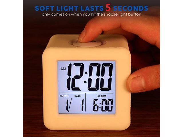 Plumeet Easy to Set Digital Travel Alarm Clock, Snooze Function, Soft Night Light, Large Screen time and Month and Date Display and Alarm,...