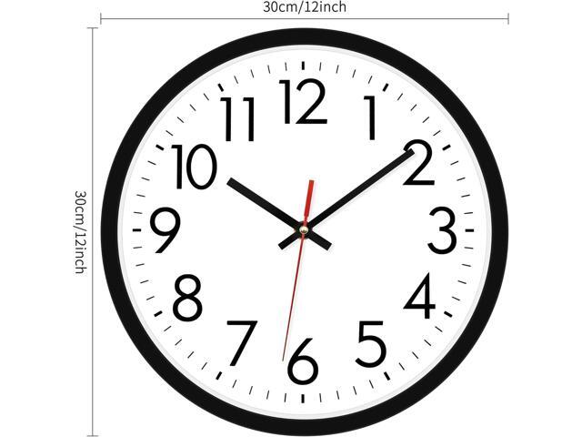 Lumuasky 4 Pack Black Wall Clock,12 Inch Silent Battery Operated Non Ticking Quartz Round Analog Classic Clock Modern Design for Home Office...