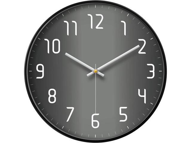 Modern Wall Clock Silent Non Ticking Cool Clocks for Wall Black & Grey Large Office Analog Small Battery Operated Wall Clock for Bedroom Kitchen...