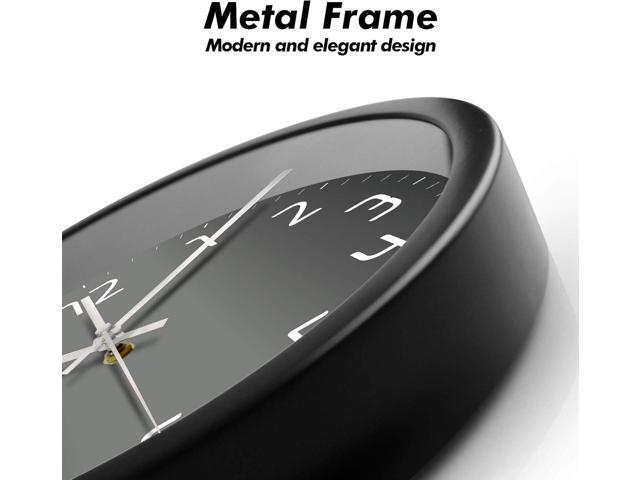 Modern Wall Clock Silent Non Ticking Cool Clocks for Wall Black & Grey Large Office Analog Small Battery Operated Wall Clock for Bedroom Kitchen...