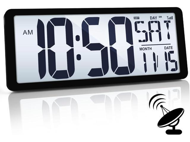 TXL Atomic Clock with Backlight, 14.2' Large Digital Wall Clock Battery Operated, Digital Clock Large Display with Day, Date & Temperature, Large...