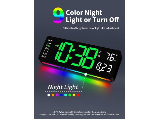 MASHI Digital Wall Clock, 16' Large Display Digital Clock with Remote Control, Auto-Dimming Wall Clock with Night Light, DST, Date Week,Temp for...