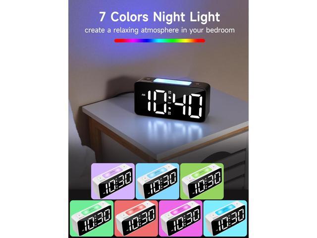 Cadmos Super Loud Alarm Clock for Heavy Sleepers Adults,Digital Clock with 7 Color NightLight,Adjustable Volume,USB Charger,Small Clocks for...