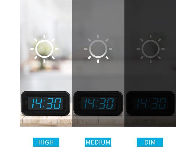 KWANWA Alarm Clock, Digital Clock, Constantly 1.2'' LED Blue Digits Display, Battery Powered, Snooze, Small Wall Clock, Desk Clock, Clock for...
