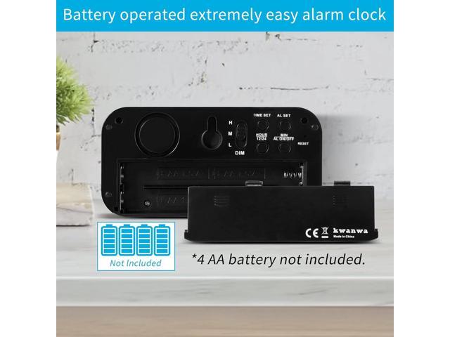 KWANWA Alarm Clock, Digital Clock, Constantly 1.2'' LED Blue Digits Display, Battery Powered, Snooze, Small Wall Clock, Desk Clock, Clock for...