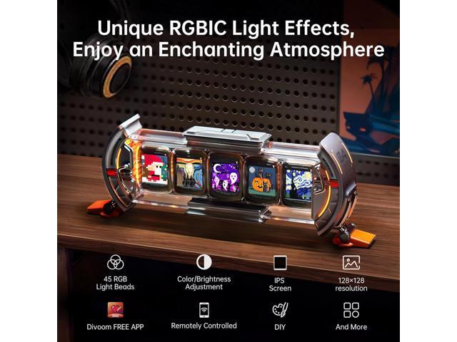 Divoom Times Gate - Cyberpunk Gaming Setup Digital Alarm Clock, Smart APP, WiFi Connect, RGB LED Display, Personalized Financial & Bitcoin...