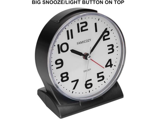 FAMICOZY 4.5' No Ticking Analog Alarm Clock,Silent Readable for Seniors,Easy to Set,Gradual Rise Alarm,Big Numbers,On/Off Switch on Side,Gentle...