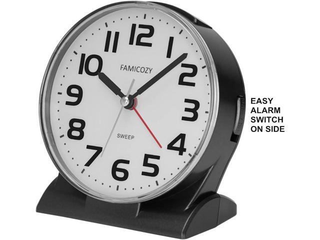 FAMICOZY 4.5' No Ticking Analog Alarm Clock,Silent Readable for Seniors,Easy to Set,Gradual Rise Alarm,Big Numbers,On/Off Switch on Side,Gentle...