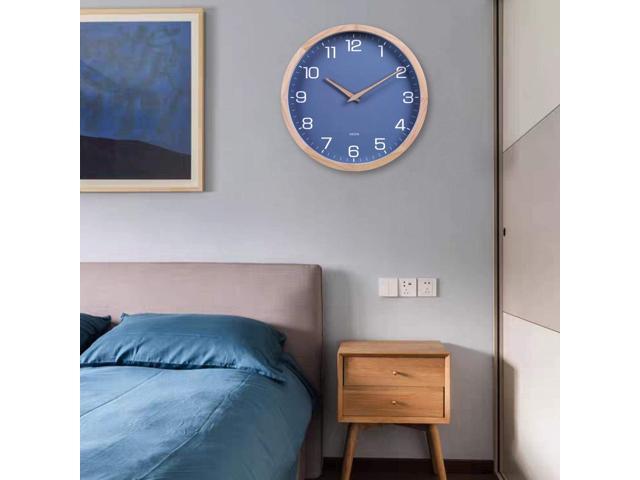 Kesin Wall Clock 12 Inch Silent Non Ticking Wood Wall Clocks Battery Operated - Wooden Blue Modern Simple Clock Decorative for Kitchen,Living...
