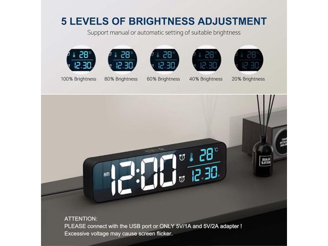 Digital Clock, Clock for Bedroom, Digital Wall Clock, Clocks for Living Room Decor, Desk Clock, Table Clock, Digital Clock Large Display, Smart...