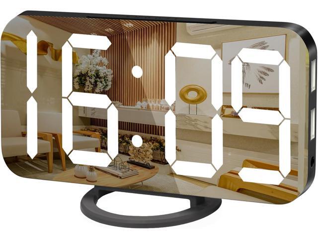 WulaWindy Digital Alarm Clock, Large LED Display, with USB Charger, Snooze Function Dim Mode Wall Hanging Beside Desk Clock for Bedroom Black Room...