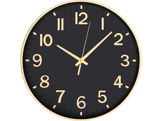 HZDHCLH Black Wall Clocks Battery Operated,12 inch Silent Non Ticking Modern Clock for Wall, 3D Numbers Wall Clock for Kitchen Bedroom Living Room...