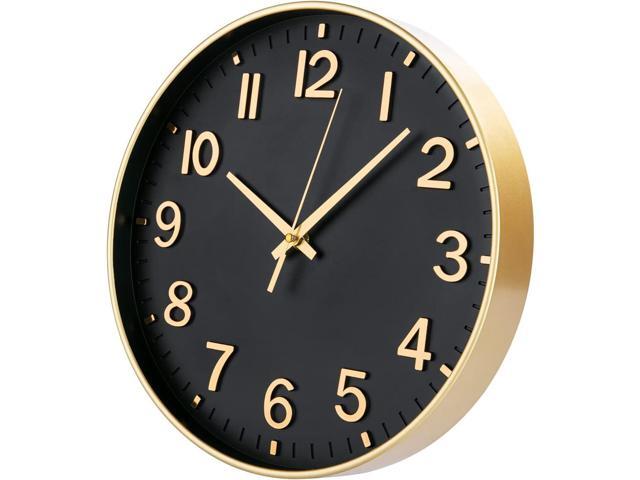 HZDHCLH Black Wall Clocks Battery Operated,12 inch Silent Non Ticking Modern Clock for Wall, 3D Numbers Wall Clock for Kitchen Bedroom Living Room...